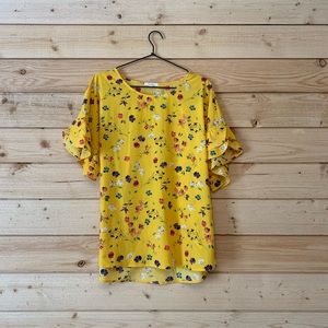 Yellow floral blouse